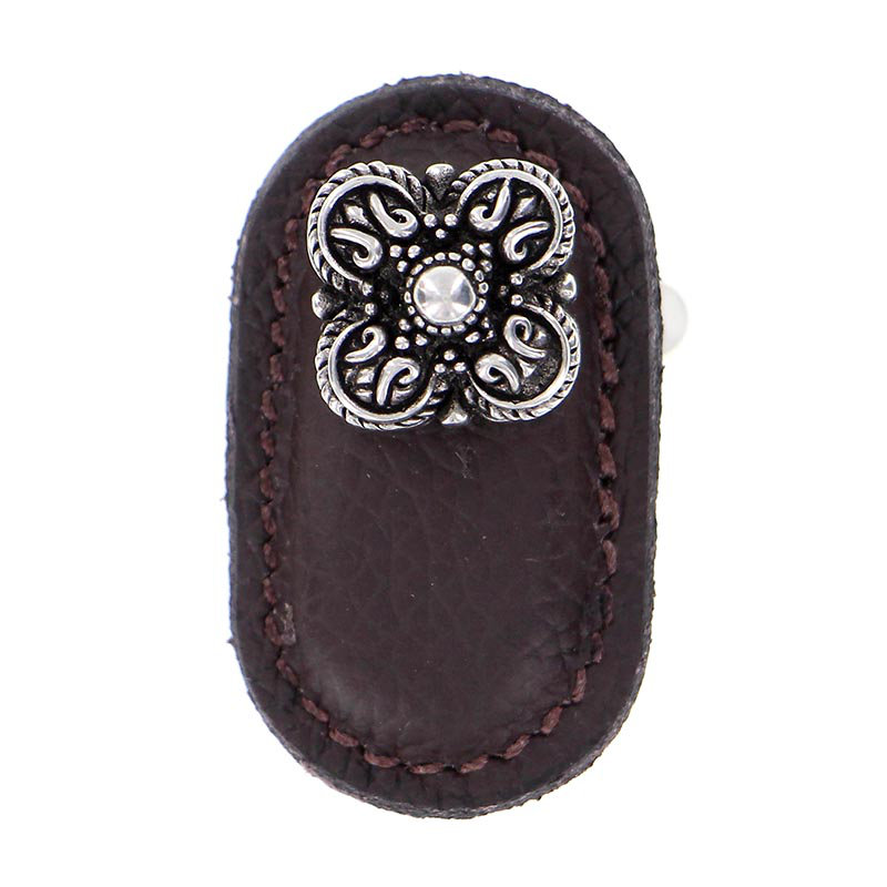 Poignée fantaisie Napoli de 1,75 po de longueur, Brun, Argent antique