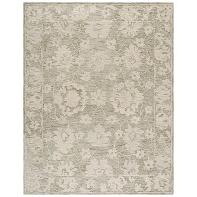 Marquee 508 Hand Tufted Wool/Cotton/Pet Yarn Floral Rug in Gray/Light Brown