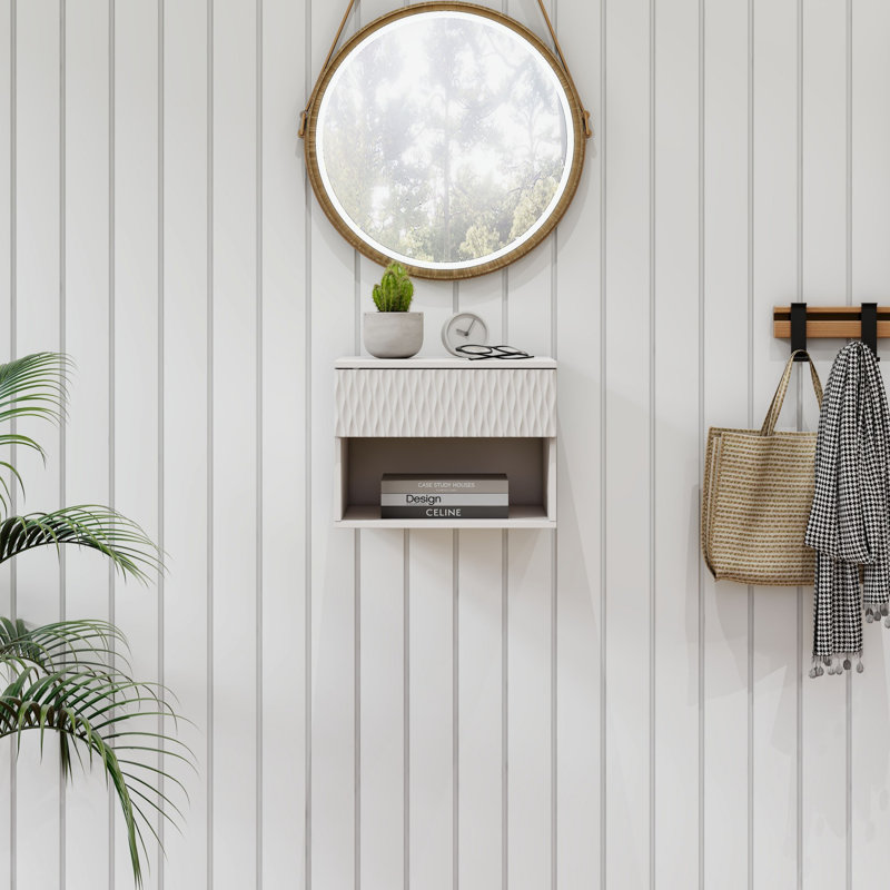 Ensemble de 2 tables de chevet avec tiroir, tablette de rangement ouverte pour chambre à coucher, Blanc ancien