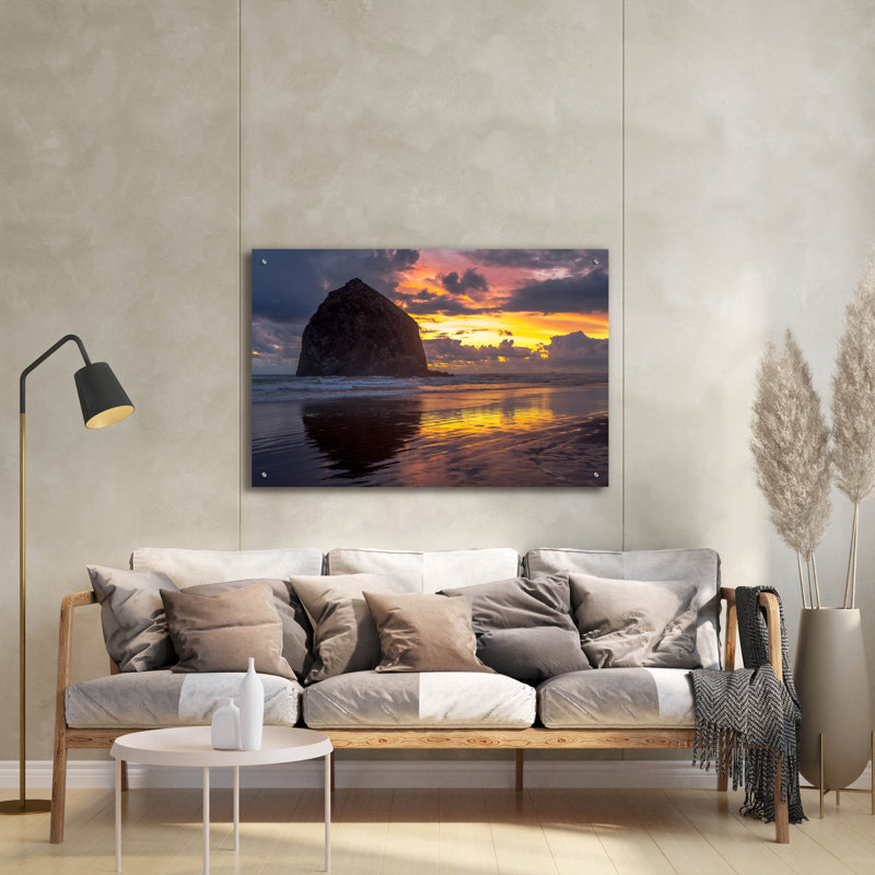 «Cannon Beach Sunset» par Tim Oldford, art mural en verre acrylique, H 24 po x l 36 po x P 0,2 po
