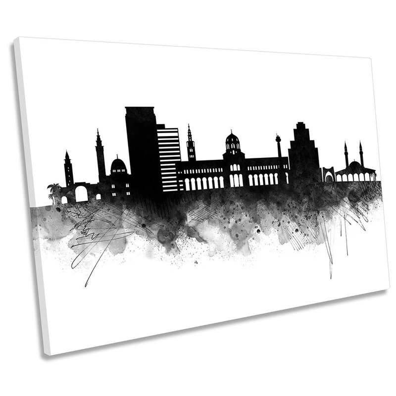 Damascus Abstract City Skyline - Wrapped Canvas Print, 30.5cm H x 45.7cm W x 2cm D