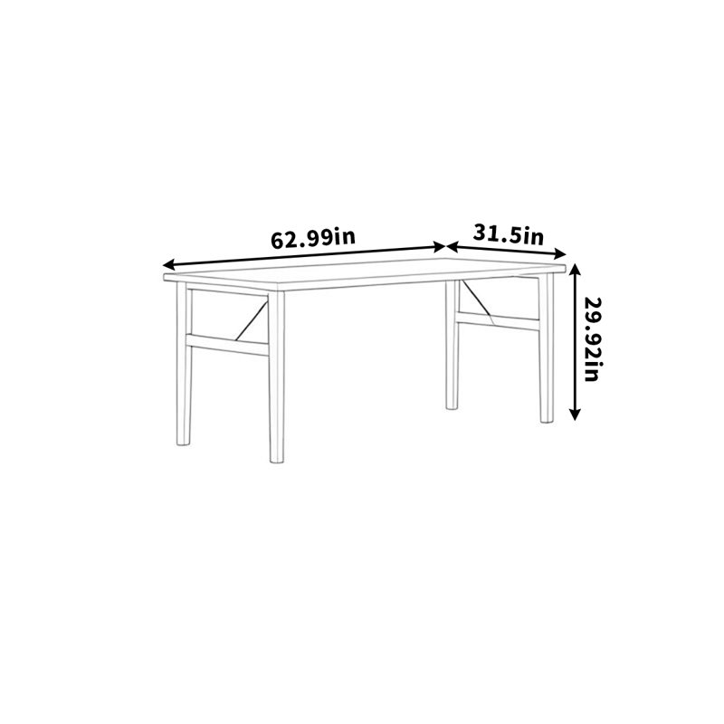 Table de salle à manger en noyer noir, 29.92"H x 62.99"L x 31.5"W