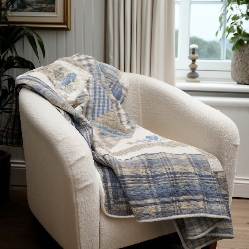 Jeté matelassé en coton brodé Donna