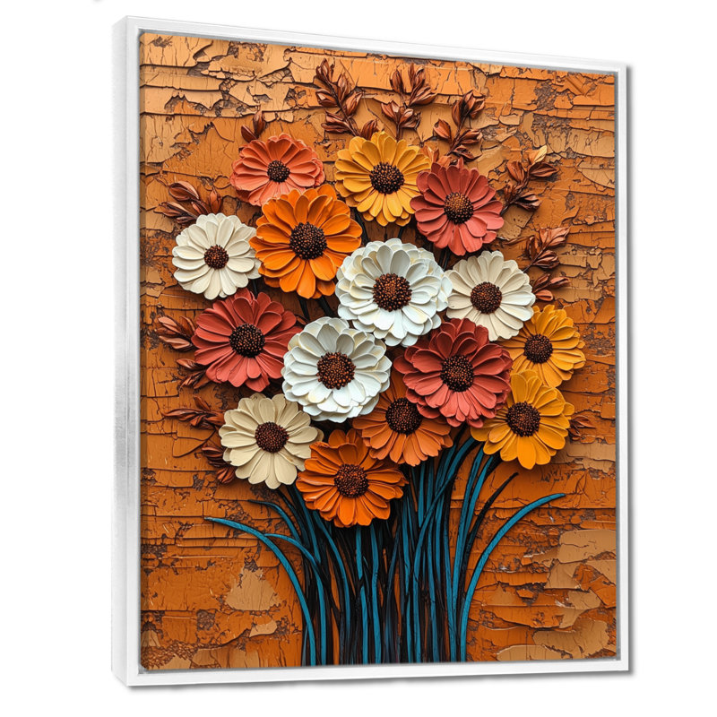 «Autumn Ranunculus Flowers Countryside», reproduction d'art sur toile, H 32 po x l 16 po, Blanc