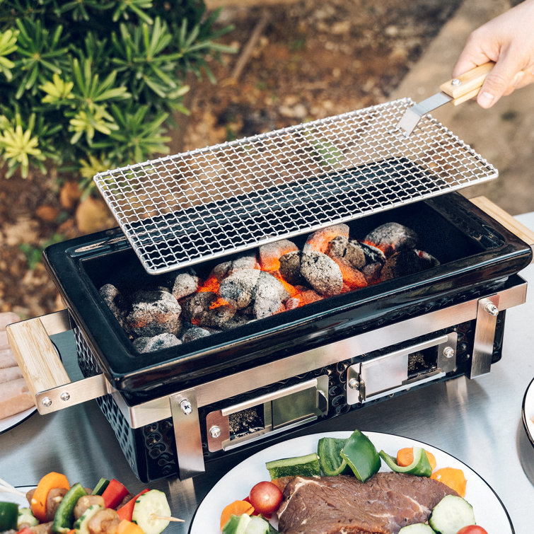 Ceramic Hibachi Grill  Portable Charcoal BBQ - Living Culture