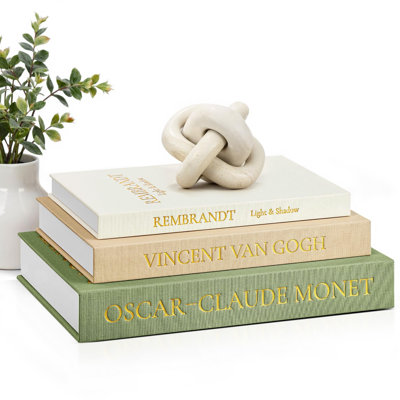 Aesthetic Decorative Books, Set of 3 Linen Faux Book Boxes