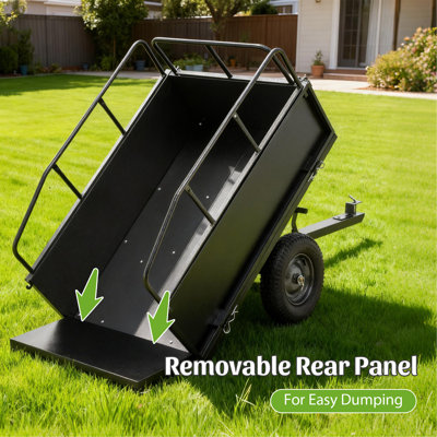 600LBS Heavy Duty Steel Dump Cart Trailer, 17 Cu.Ft. Tow Behind Hauling & Dumping Wagon for ATV, Lawn Tractor and Garden with 16" Tires