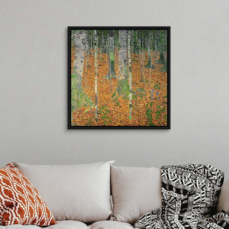 «The Birch Wood, 1903» par Gustav Klimt, reproduction sur toile, H 32 po x l 32 po x P 1,75 po, Cadre noir