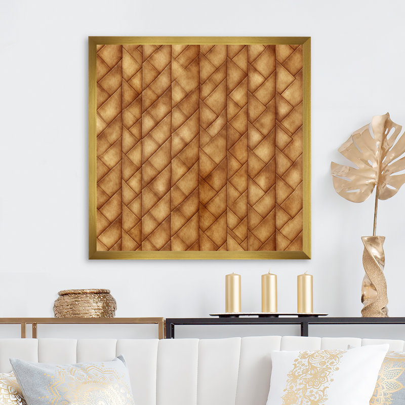 «Earth Tone Retro Diamond Texture» sur toile, H 30 po x l 30 po x P 1 po, Cadre doré à une seule photo