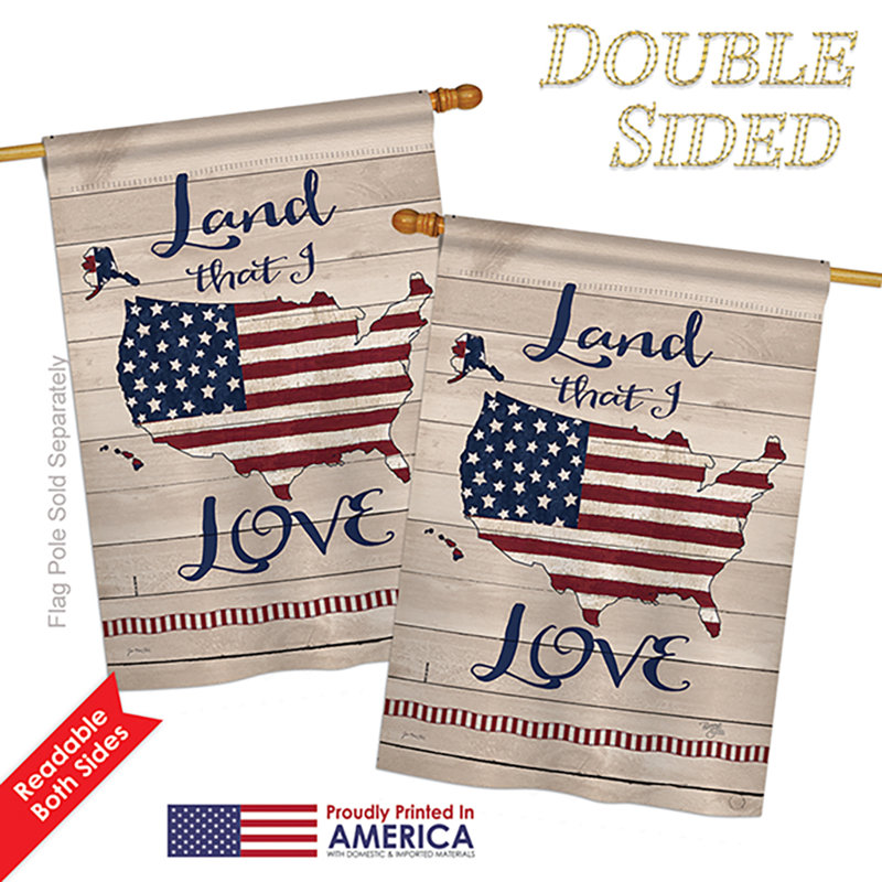 Drapeau de maison 40 po x 28 po Chanler Land I Love Americana