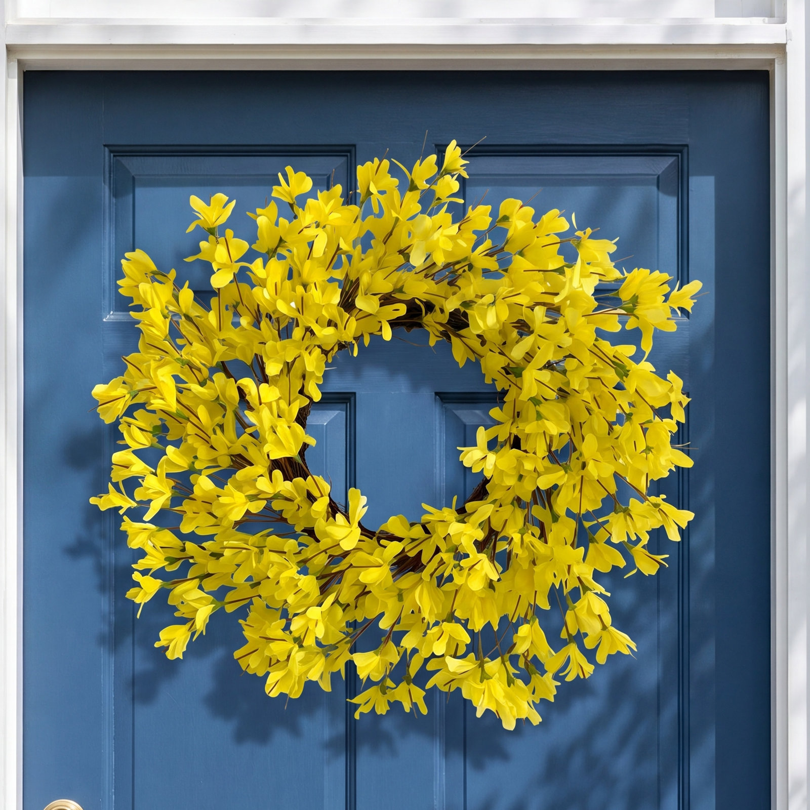 24" Handcrafted Forsythia Everyday Wreath, Yellow