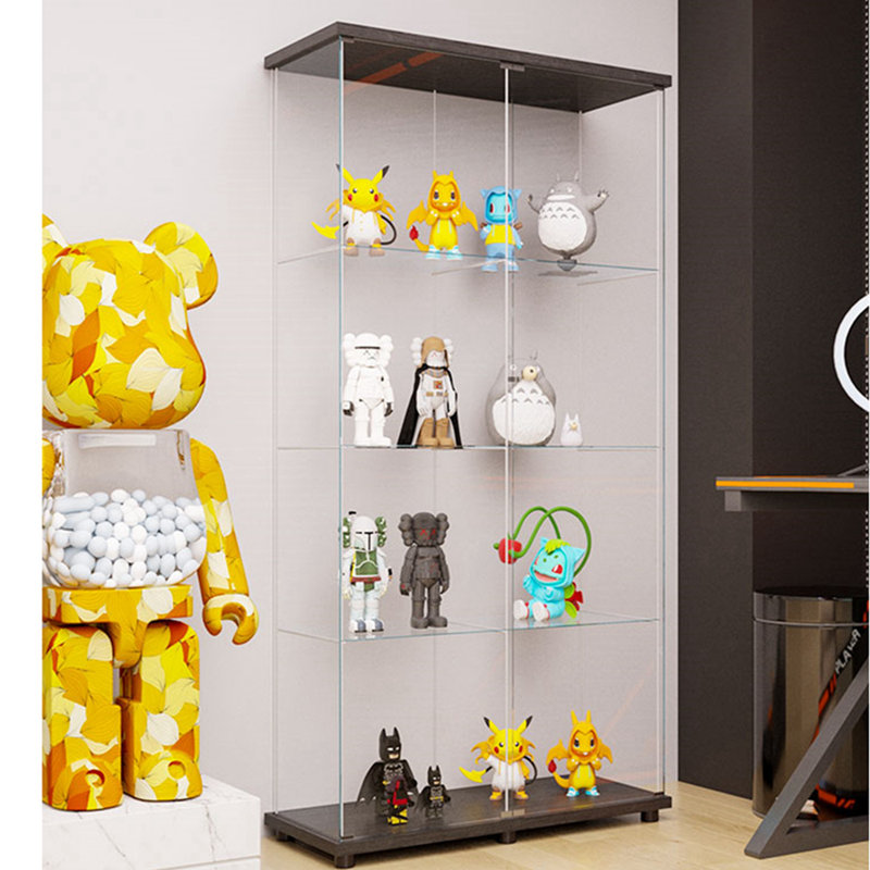 Vitrine lumineuse à deux portes avec vitrine et 4 tablettes, Gris