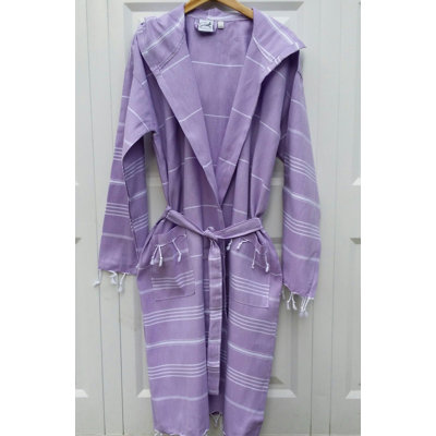 Genovese 100% Cotton Gender Neutral Mid-Calf Bathrobe with Pockets and Hood for Kids