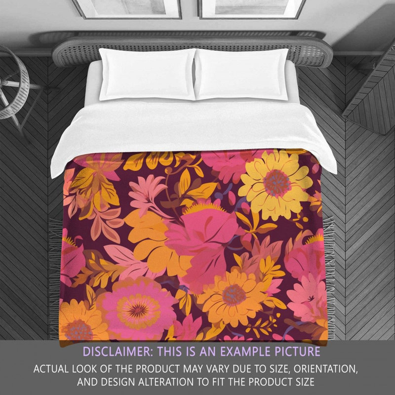 Machine Printed Comforter, King Comforter, Pink/Yellow