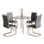 Ensemble de table de salle à manger 5 pièces Modern Modern, table de cuisine minimaliste avec 4 chaises en porte-à-faux en similicuir gris-1215875299-1215875303