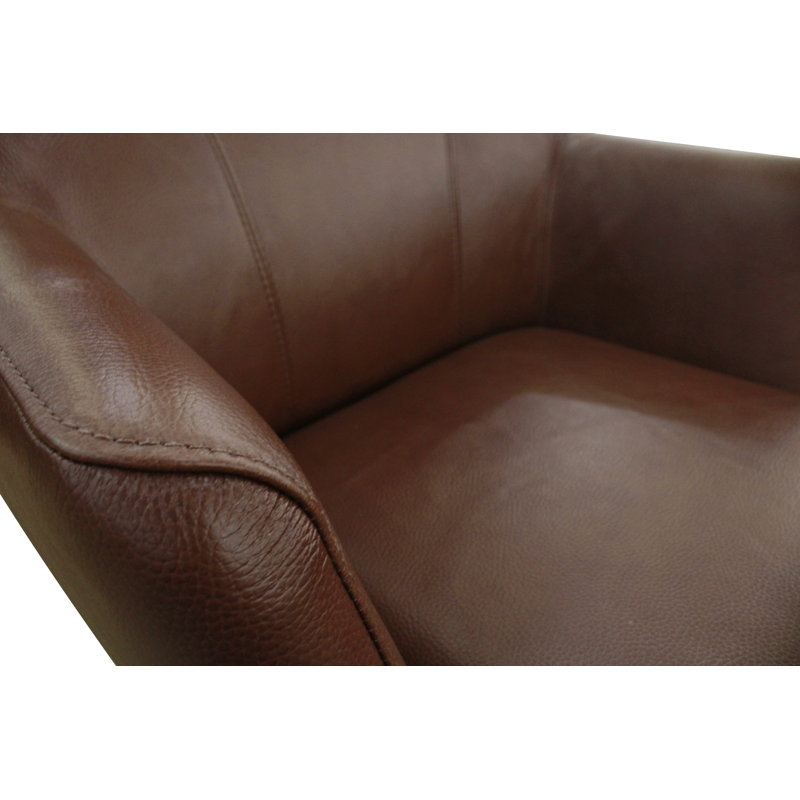 Fauteuil d'appoint 100% cuir fleur chocolat