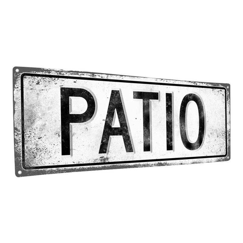 " Rustic, Light Patio Metal Sign ", 4.25" H x 11.5" W