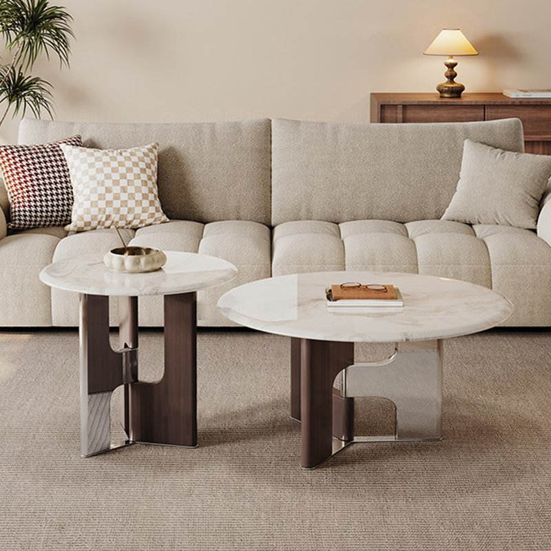 Table basse Luxury, Blanc / Gris, H 15,7 po x l 35,4 po x P 35,4 po