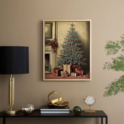 «Christmas Holiday Art», reproduction encadrée en bois massif
