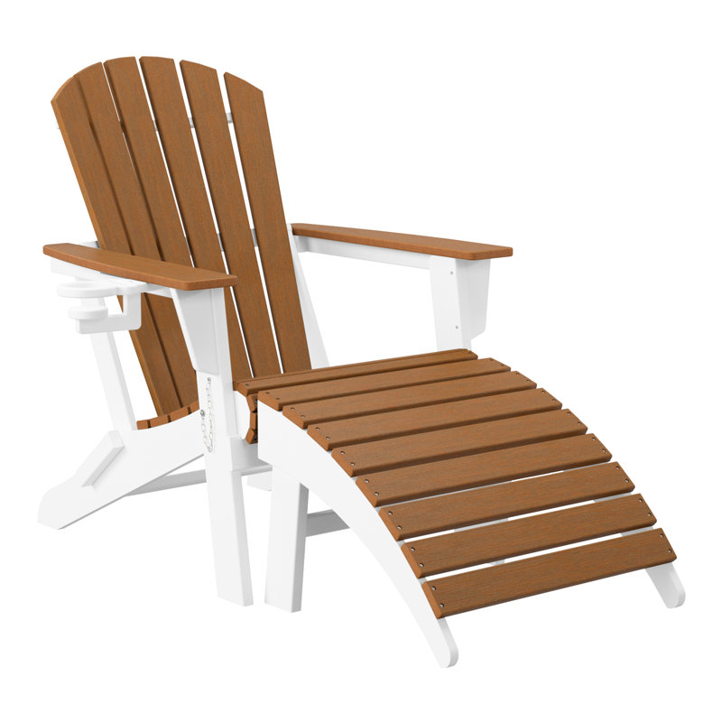 Chaise Adirondack pliante avec repose-pieds, blanc