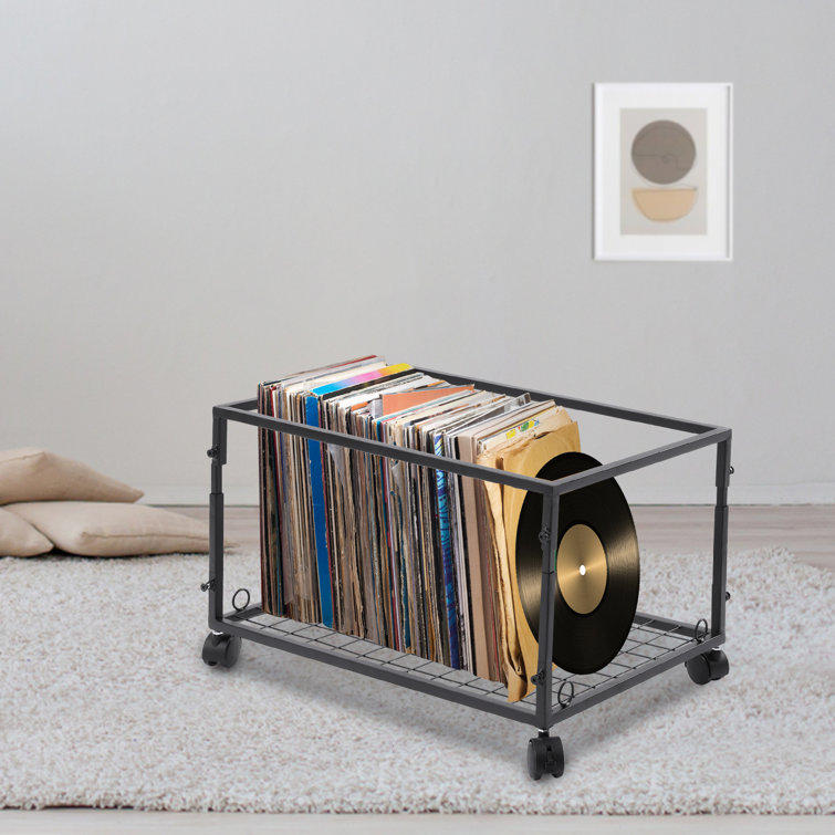 Vinyl Record Storage Holder Organizer Rack for Albums with Wheels JOYDING