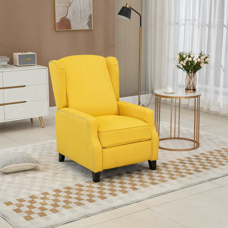 Modern Comfortable Upholstered Leisure Chair / Recliner Chair, Yellow Linen