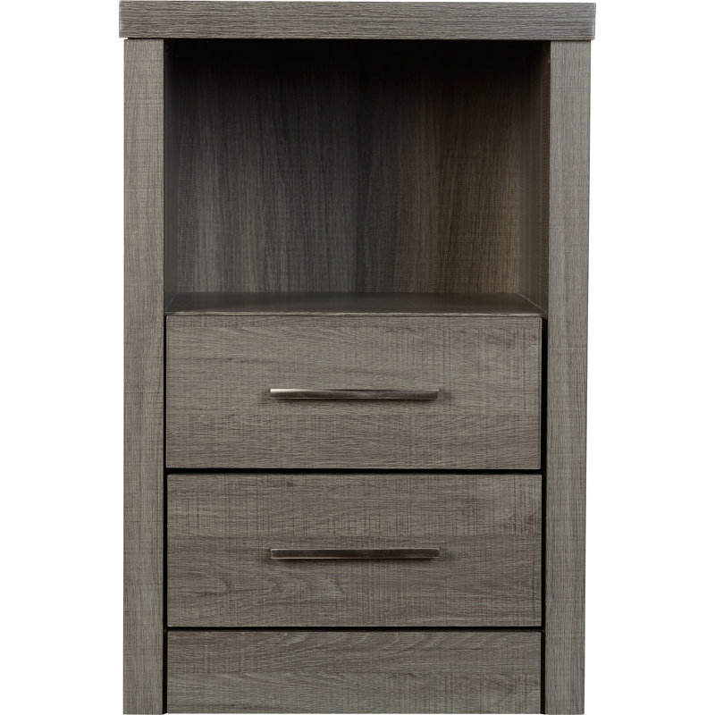 Arka 2 Drawer Bedside Table, Black Wood Grain