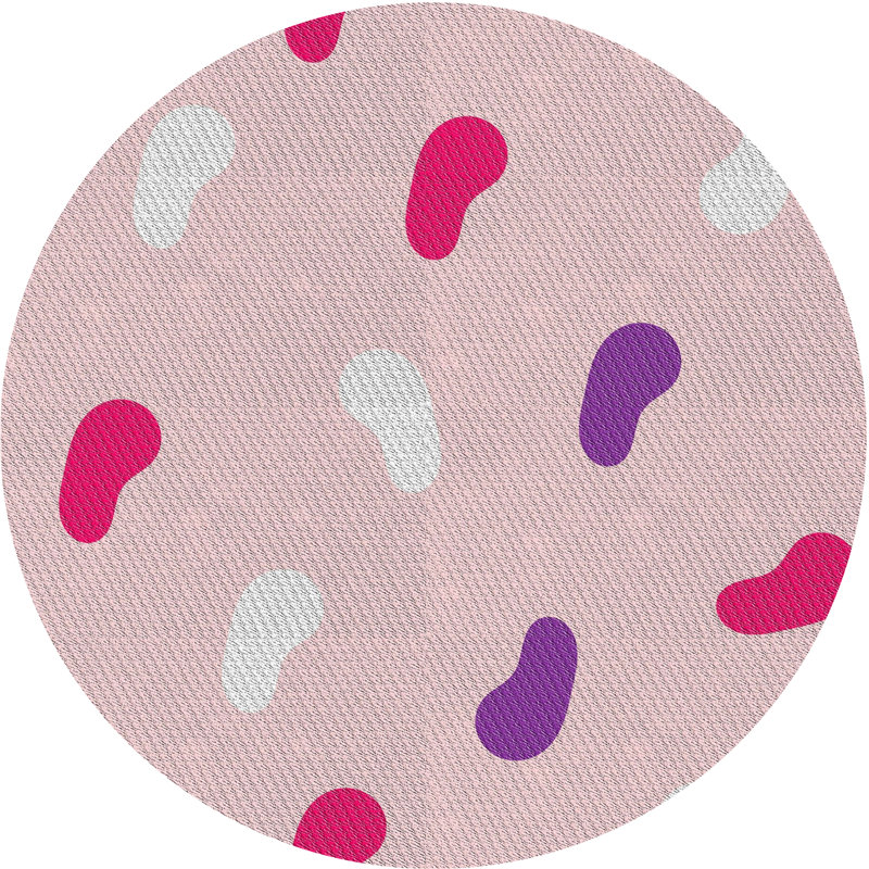 Tapis rose tissé à la machine, Rond 3 pi