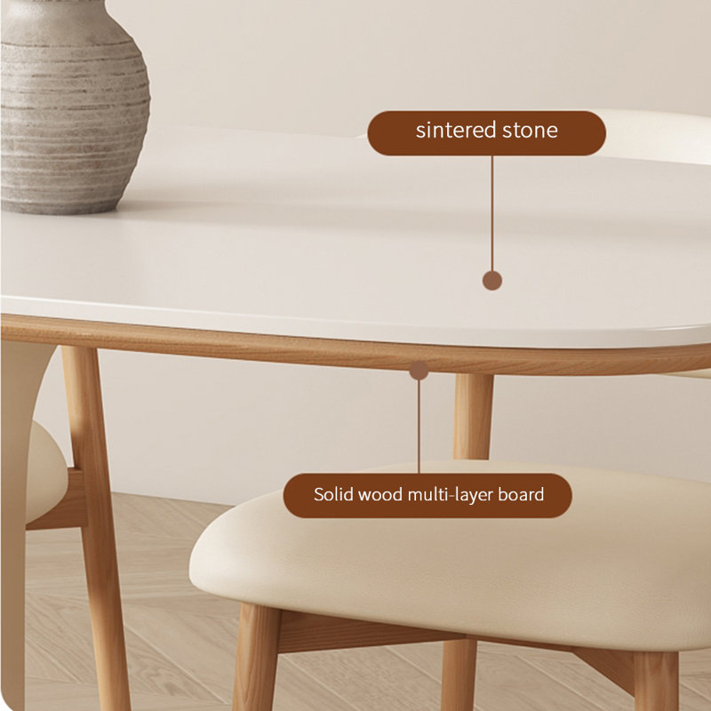 Creamy style simple rectangular dining table sets, 29.53"H x 62.99"L x 31.5"W