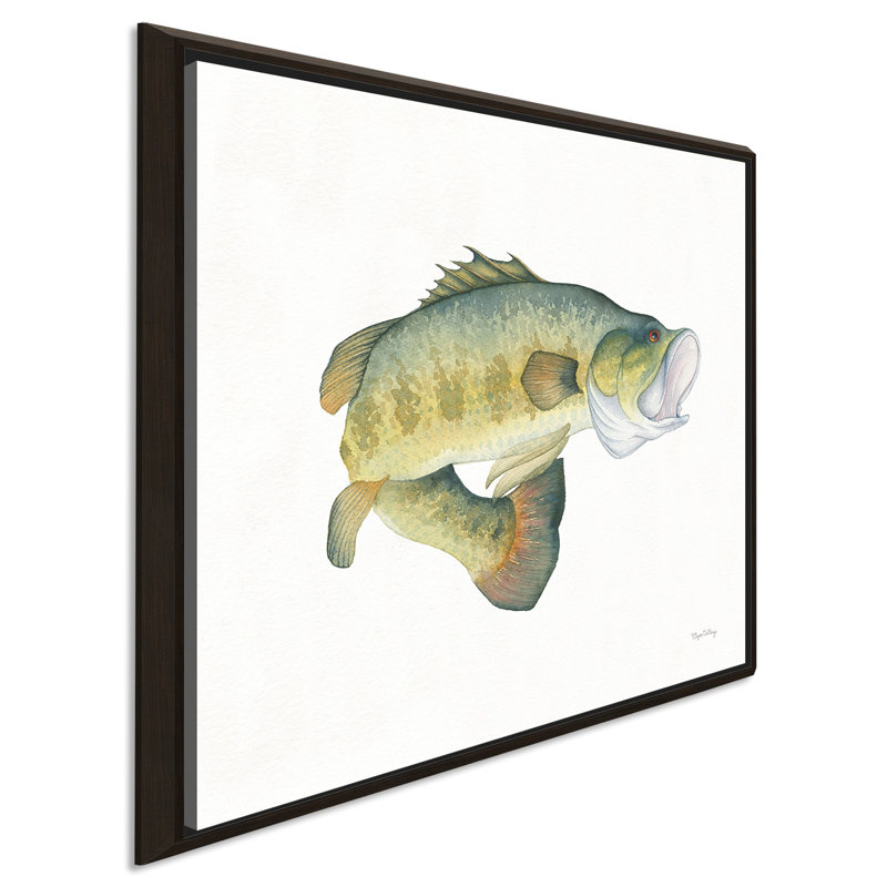" Gone Fishin Large Mouth ", 39.5" H x 39.5" W x 2" D, Espresso Floater Frame