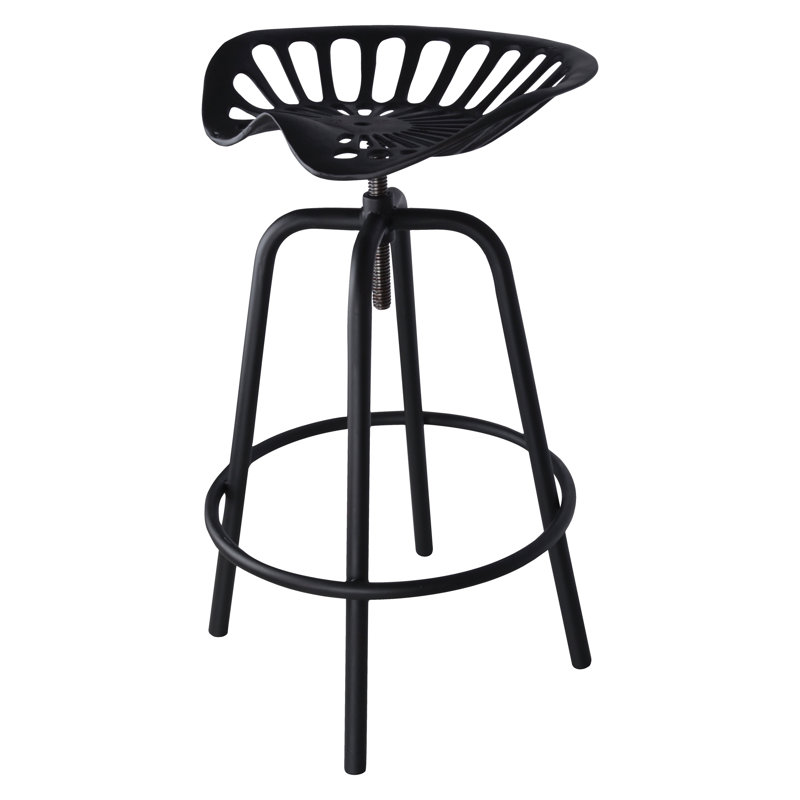 Edith Swivel Adjustable Height Counter Stool with Metal Frame, Black