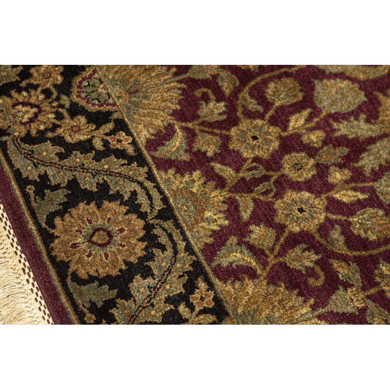 Hand-Knotted High-Quality Red and Black Area Rug