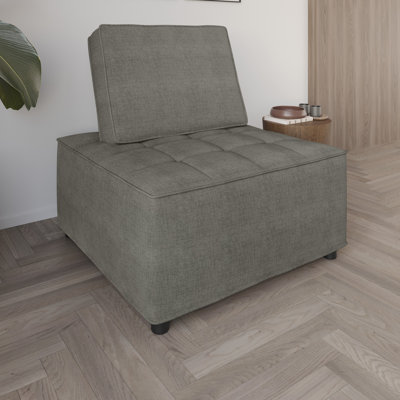 Fauteuil d'appoint carré touffeté en lin Lancy