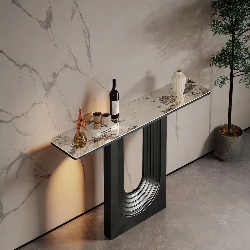 Console d'entrée italienne de luxe, H 33,5 po x l 35,4 po x P 13,8 po, Noir, noir, noir, noir