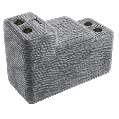 Armoire de rangement Bluetooth en velours côtelé de 40 po Lazar avec console modulaire amovible, chargement USB et sans fil, porte-gobelets et rangement caché