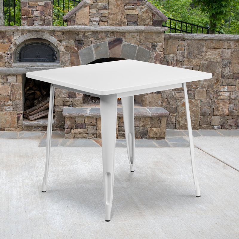 Feodora 31.5'' Square Metal Indoor-Outdoor Table, White