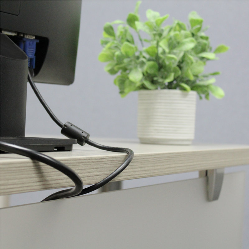 Frosted Acrylic Desk Mounted Modesty Panel, 18" H x 48" W x 0.63" D, Aluminum, Frosted