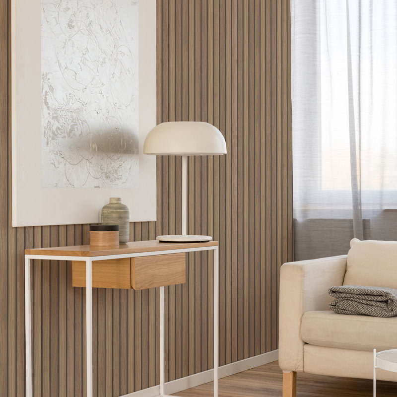 Fresco Natural Wooden Slats Panelled Wallpaper
