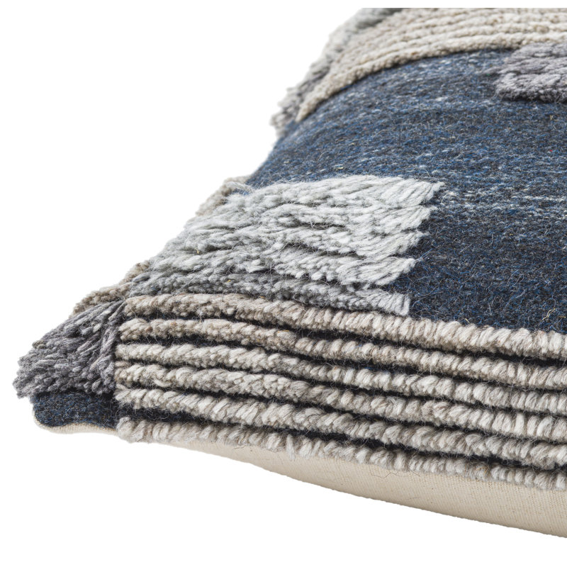 Baracoa Hand Knotted Dark Blue and Light Beige Pillow