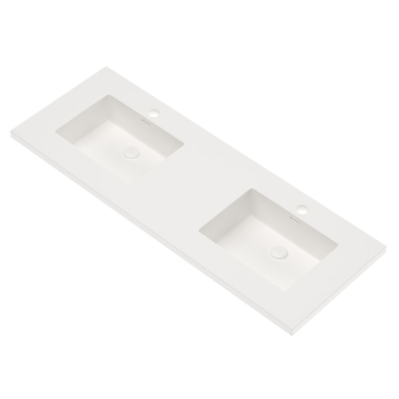 Plateau de meuble-lavabo double 72 po avec lavabos intégrés Serenity - blanc, Simple, Blanc