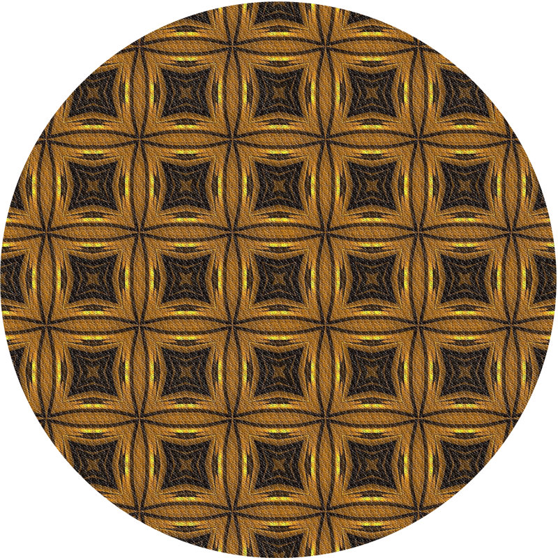 Tapis brun/vert tissé à la machine, Rond 3 pi