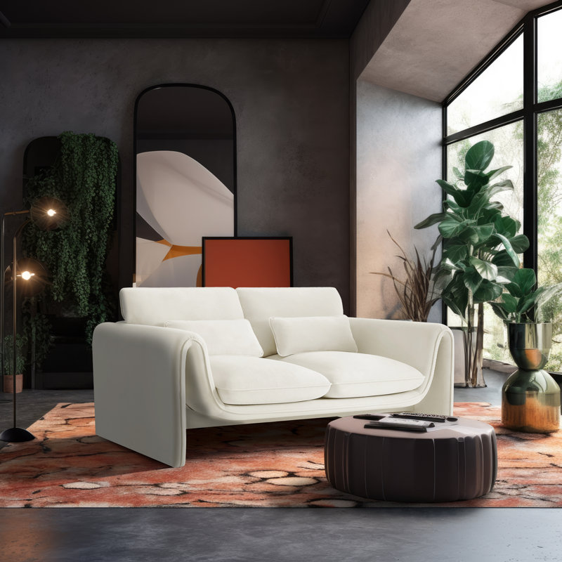 Kirstee 64" Velvet Loveseat, Cream Velvet
