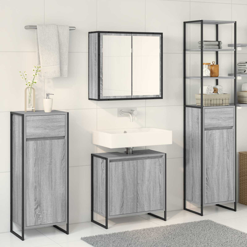 Vanity & Mirror Set, Grey