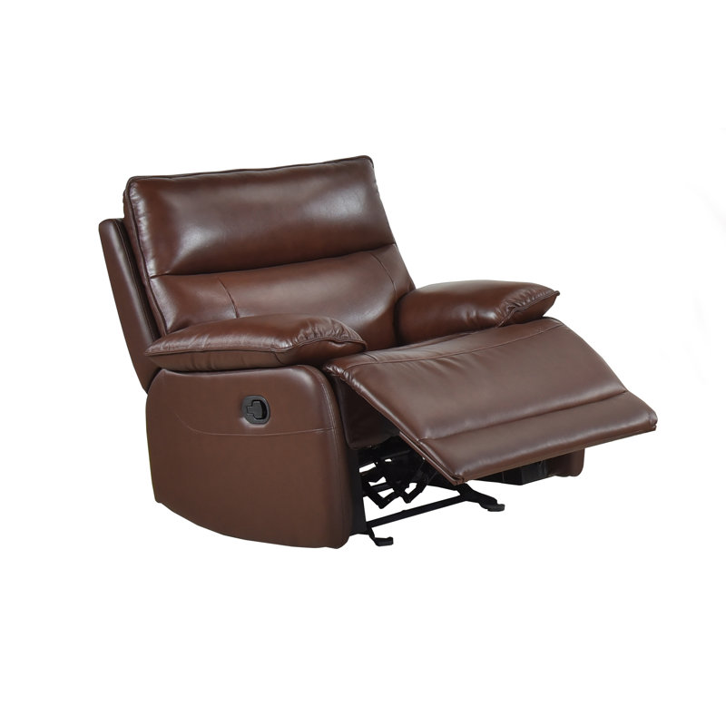 Fauteuil inclinable oscillant, cuir brun et similicuir
