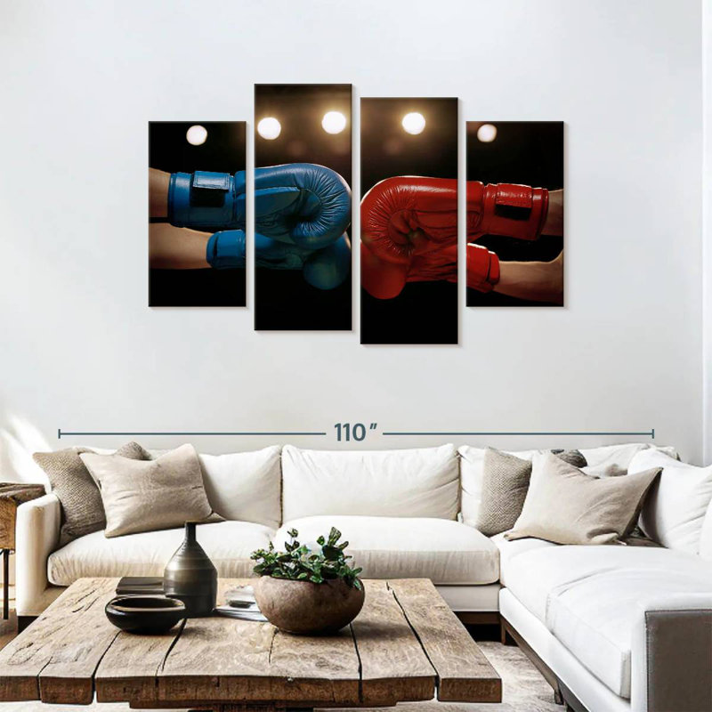 Boxers touching gloves Sireci, H 48 po x l 75 po