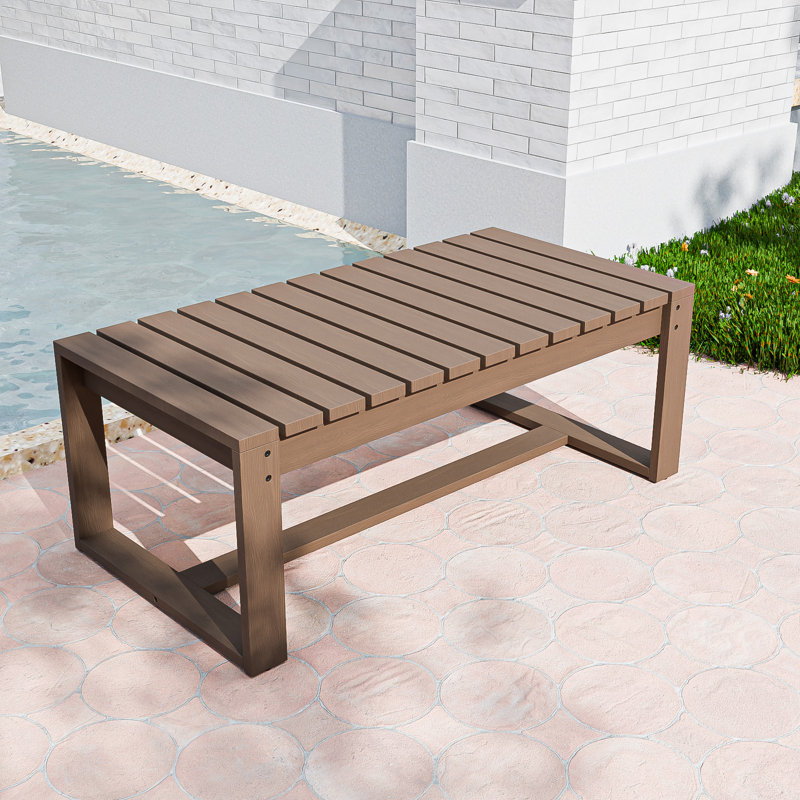 Patio Real Wood Cedar 43.6" L x 23.6" W Rectangular Outdoor Coffee Table