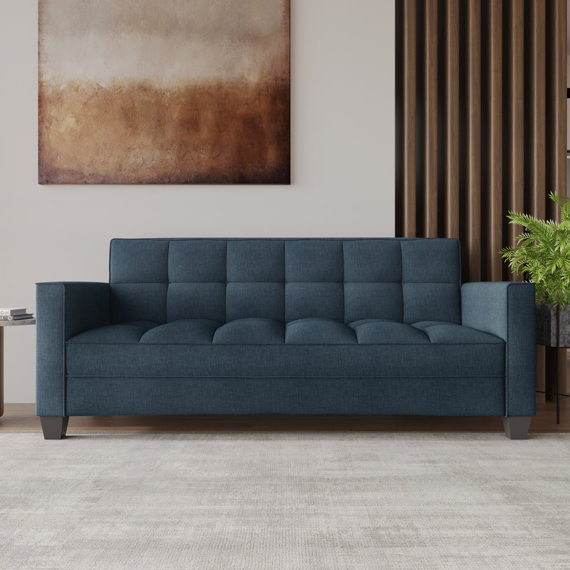 Olivia Velvet Upholstered Sofa, Blue