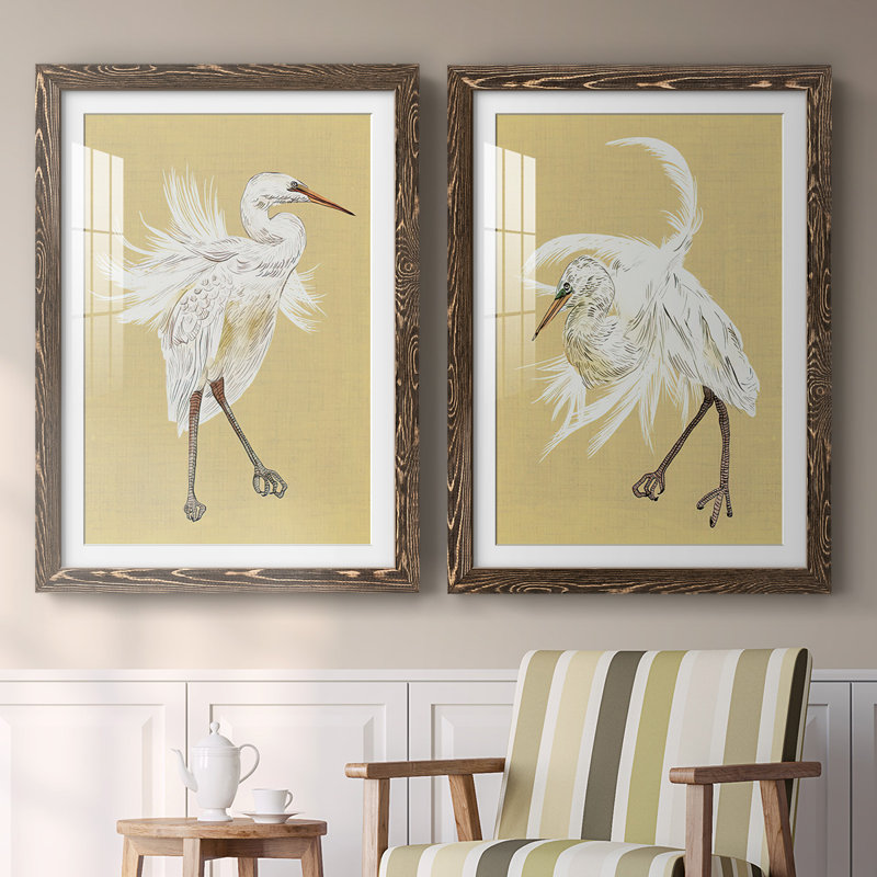 Heron Plumage V-Premium, reproduction encadrée prête à être accrochée, Noyer, H 31,5 po x l 88 po x P 1,5 po
