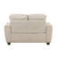 Causeuse contemporaine rembourrée en tissu taupe avec coussins décoratifs et confortables