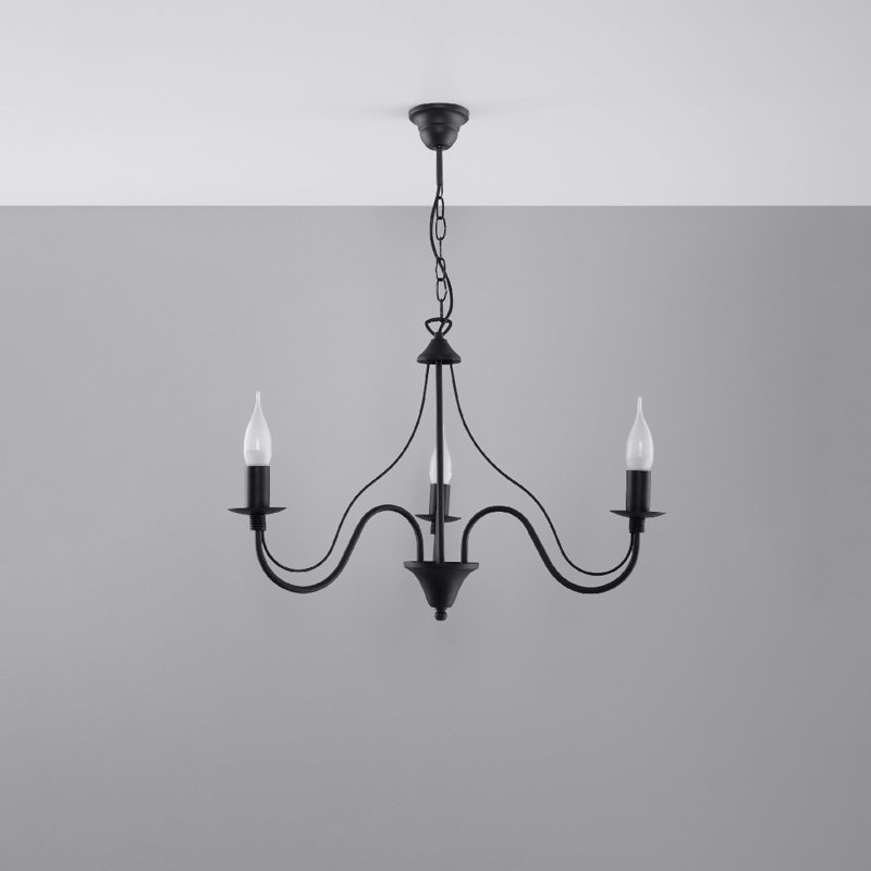 Tanan 3 - Light Candle Style Chandelier, Black